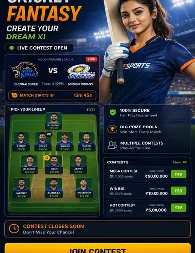 Dream77 (dream 77 game) fantasy cricket & matchday visual 3